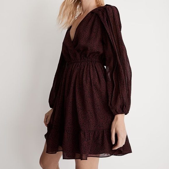 Madewell (Re)sourced Georgette Faux-Wrap Mini Dress Size Small - Picture 2 of 8